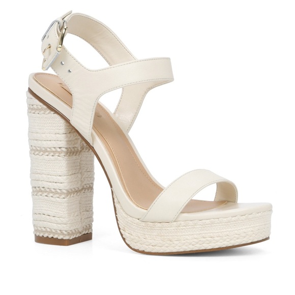 Aldo Cream White Strap Heels Joann - Picture 1 of 6